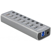 DeLOCK 63264 hub di interfaccia USB 3.2 Gen 1 (3.1 Gen 1) Type-B Grigio, Hub USB