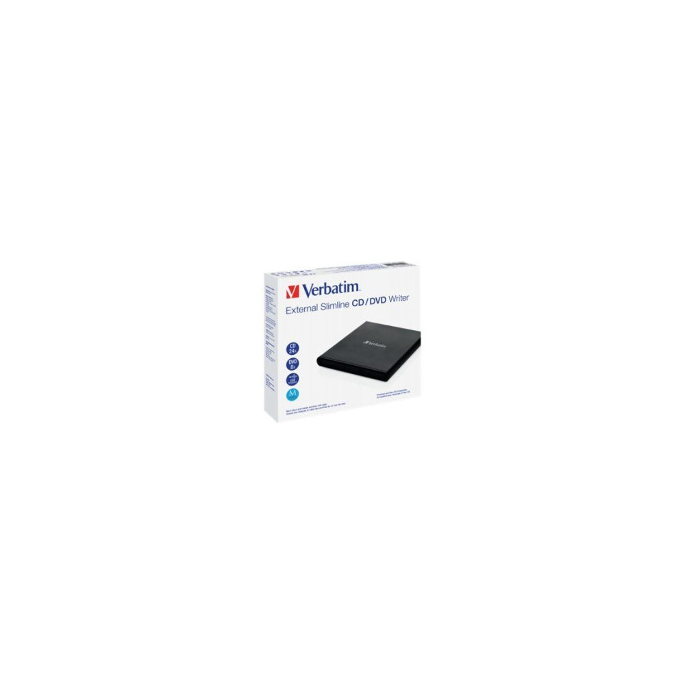 Verbatim Masterizzatore CD/DVD esterno Slimline - Nero - Vassoio - Orizzontale - Computer portatile - DVD±RW - USB 2.0