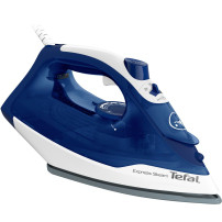 Tefal FV2838 Ferro da stiro a secco e a vapore Piastra Cerilium 2400 W Blu, Bianco