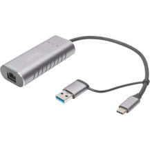 Digitus Adattatore Gigabit Ethernet USB Type-C™ 2.5G, USB-C™ + USB A (USB3.1/3.0)