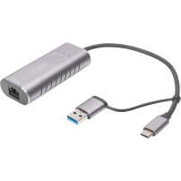 Digitus Adattatore Gigabit Ethernet USB Type-C™ 2.5G, USB-C™ + USB A (USB3.1/3.0)