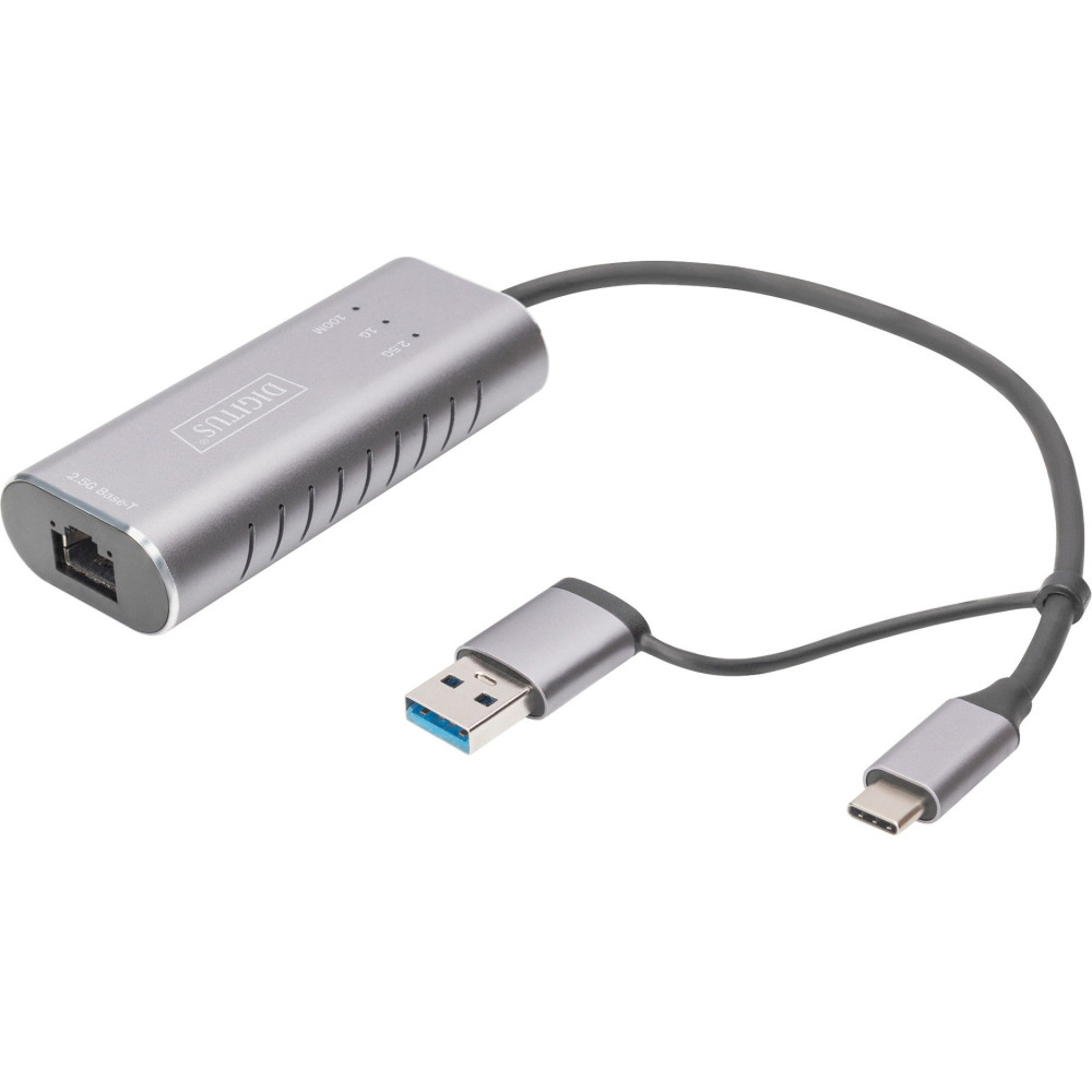 Digitus Adattatore Gigabit Ethernet USB Type-C™ 2.5G, USB-C™ + USB A (USB3.1/3.0)