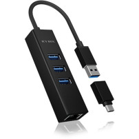ICY BOX IB-HUB1419-LAN USB 3.2 Gen 1 (3.1 Gen 1) Type-A Nero, Hub USB