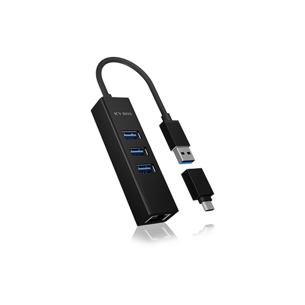 ICY BOX IB-HUB1419-LAN USB 3.2 Gen 1 (3.1 Gen 1) Type-A Nero, Hub USB