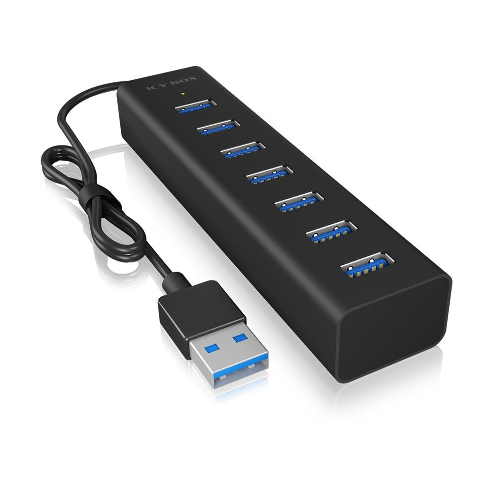 ICY BOX IB-HUB1700-U3 USB 3.2 Gen 1 (3.1 Gen 1) Type-A 5000 Mbit/s Nero, Hub USB