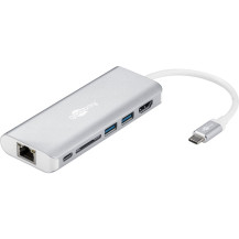goobay 76788 hub di interfaccia USB tipo-C 5000 Mbit/s Argento, Adattatore