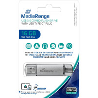 MediaRange MR935 unità flash USB 16 GB USB Type-A / USB Type-C 3.2 Gen 1 (3.1 Gen 1) Argento, Chiavetta USB