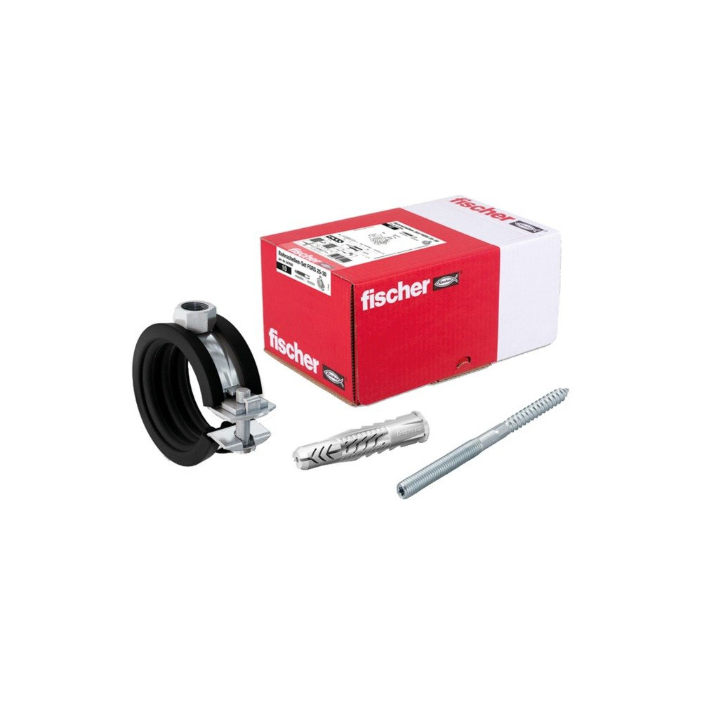 fischer Set di fascette per tubi FGRS 25-30, con tasselli, Fascetta stringitubo