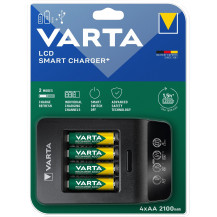 VARTA LCD SMART CHARGER+ Batteria per uso domestico AC, Caricabatterie