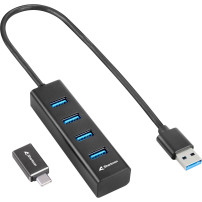Sharkoon Hub in alluminio USB 3.2 Gen 1 a 4 porte, Hub USB