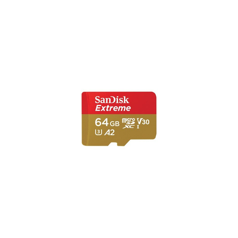 SanDisk Extreme microSDXC 64GB+SD Adapter 170MB/s 80MB/s A2 C10 V30 UHS-I U3