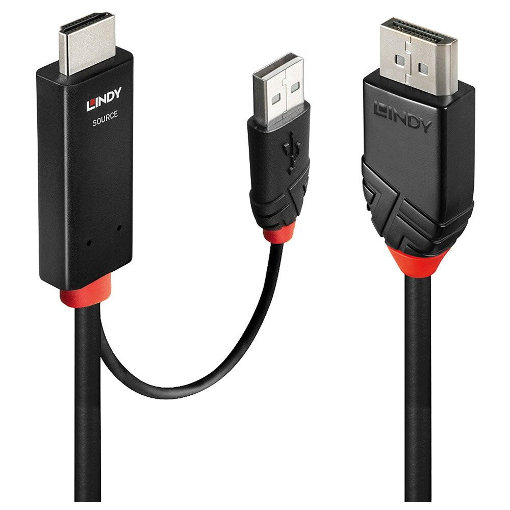 Lindy 41500 cavo e adattatore video 3 m HDMI + USB Type-A DisplayPort Nero