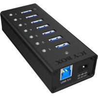 ICY BOX IB-AC618 USB 3.2 Gen 1 (3.1 Gen 1) Type-B 5000 Mbit/s Nero, Hub USB