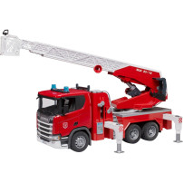 bruder Scania Super 560R camion dei pompieri con scala girevole, pompa dell'acqua, luci e suoni, Veicolo modello