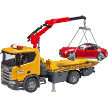 bruder Scania Super 560R camion di soccorso con modulo luci e suoni e roadster, Veicolo modello
