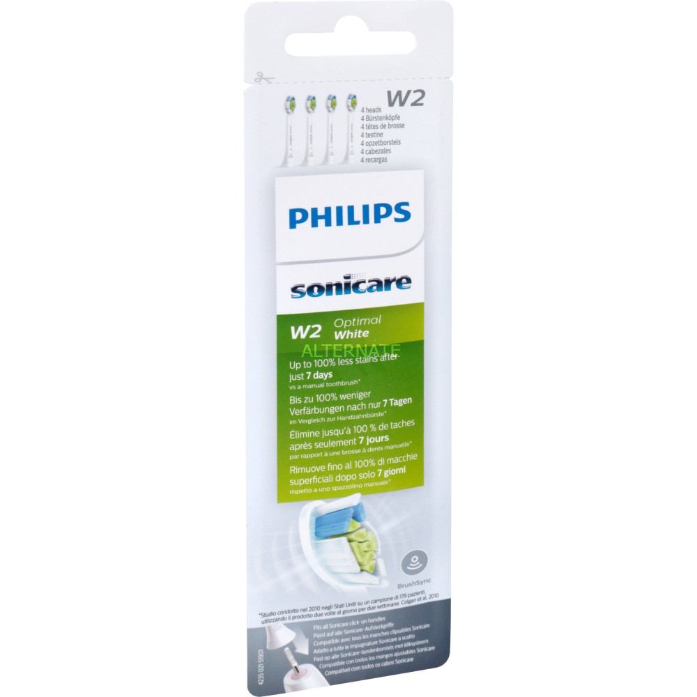 Philips Sonicare HX6064/10 4x testine bianche per spazzolino sonico, Testina