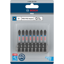 Bosch Set di punte per avvitare PRO Impact Control PH2, 8 pezzi, Set di bit