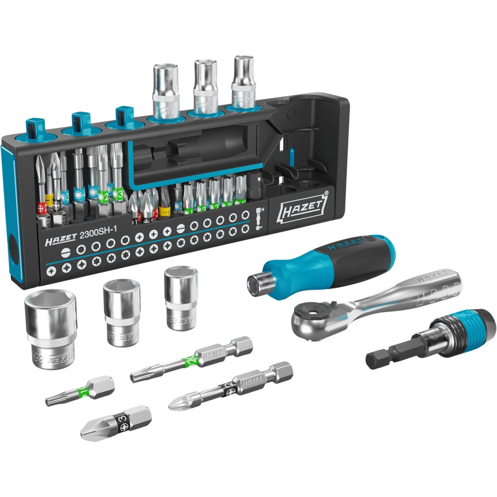 Hazet SmartHolder 2300SH-1, set di chiavi a bussola e punte 1/4", Set di bit