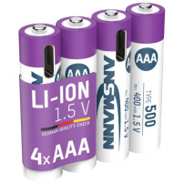 Ansmann Batteria Li-Ion Micro AAA tipo 500 (min. 400 mAh), confezione da 4