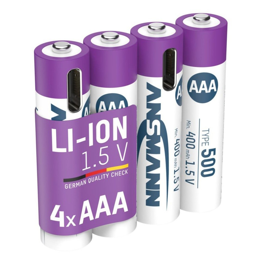 Ansmann Batteria Li-Ion Micro AAA tipo 500 (min. 400 mAh), confezione da 4