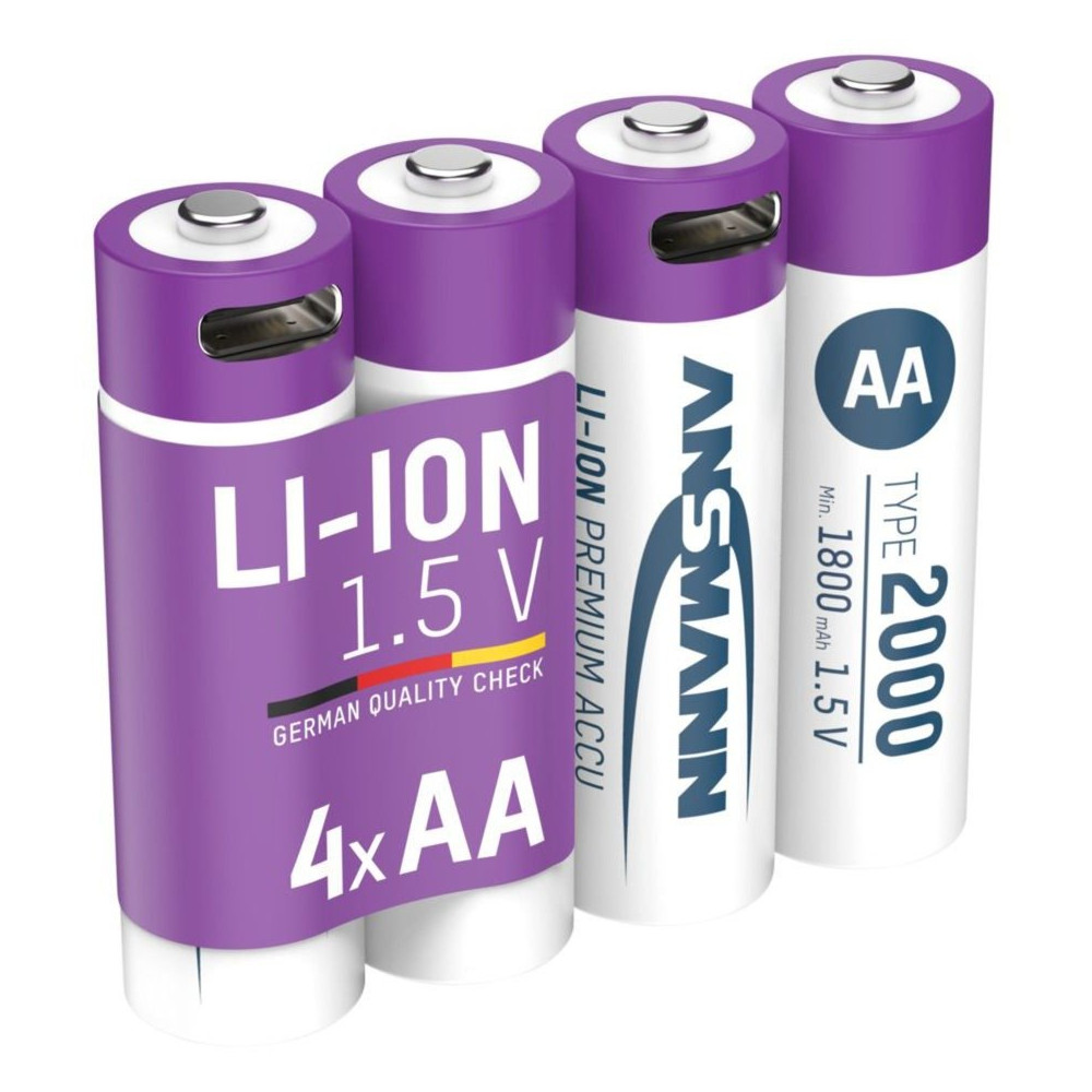 Ansmann Batteria Li-Ion Mignon AA tipo 2.000 (min. 1.800 mAh), confezione da 4