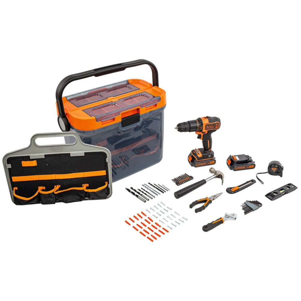 BLACK+DECKER Trapano avvitatore a percussione a batteria BCKSB04, 18 volt, Cordless
