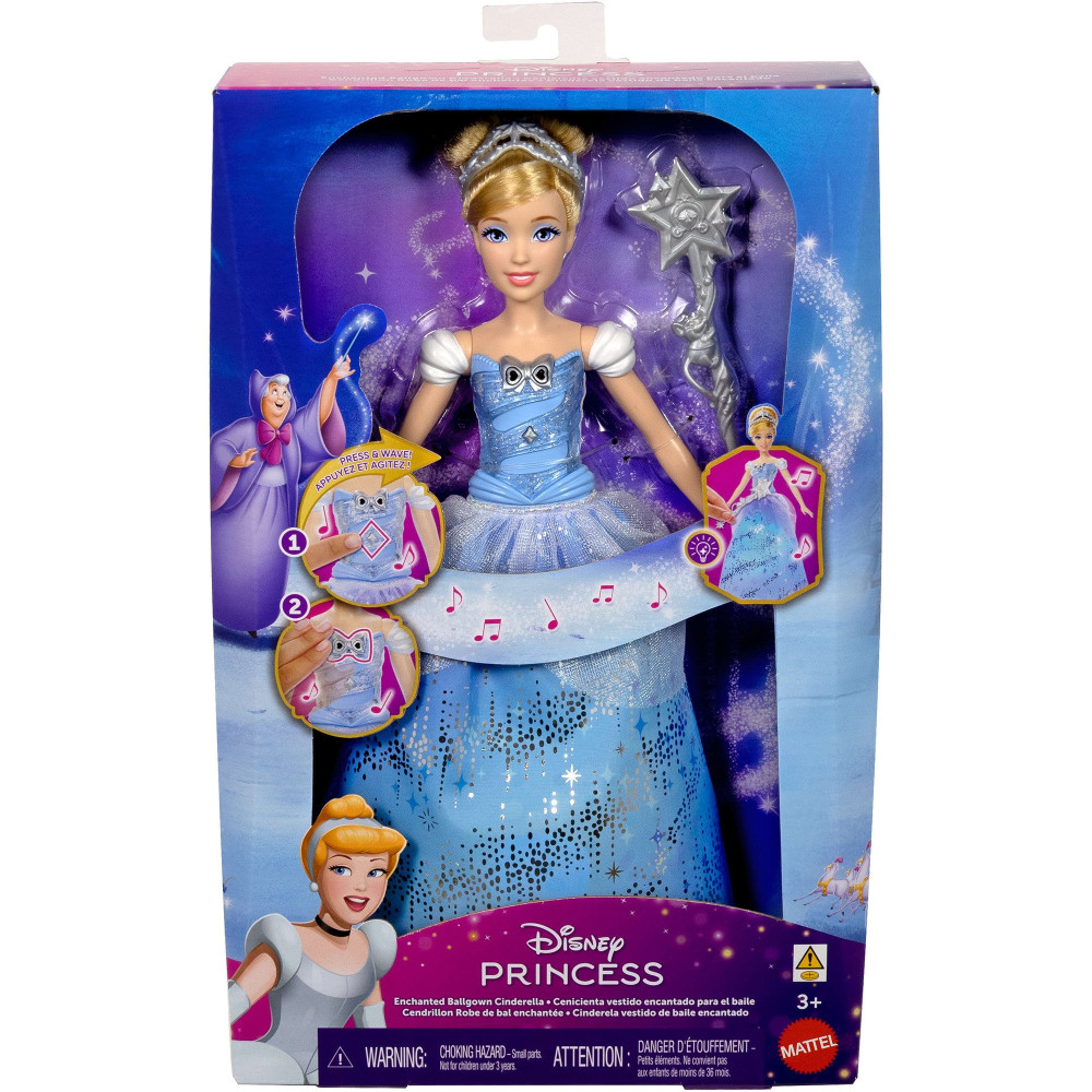 Mattel Disney Principessa bambola alla moda Cenerentola con incantevole abito da ballo