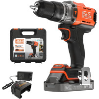 BLACK+DECKER Avvitatore a percussione a batteria POWERCONNECT BCD383D1XK, 18 Volt, Cordless