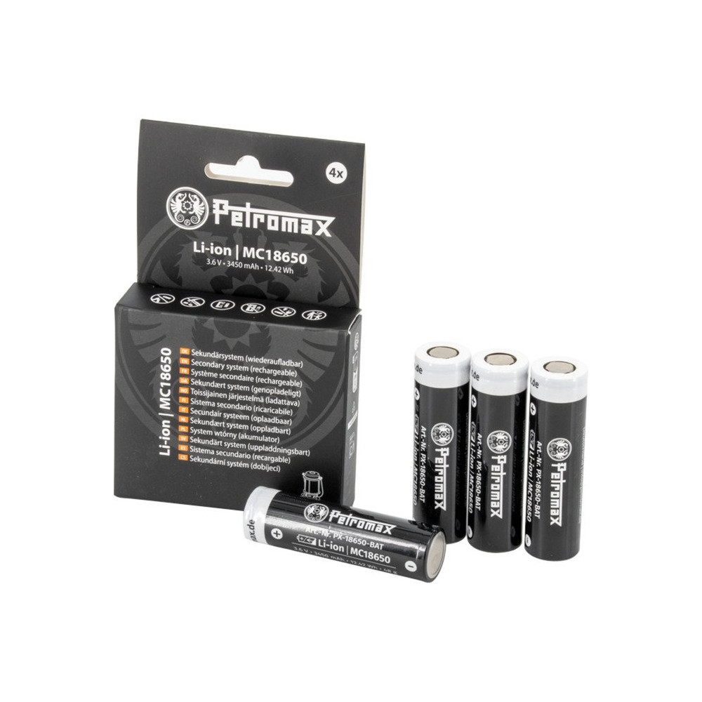 Petromax Batterie Li-Ion 18650, 3.450mAh, set da 4, Batteria