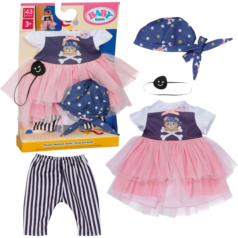 ZAPF Creation BABY born® Costume da ragazza pirata 43cm, Accessori della bambola