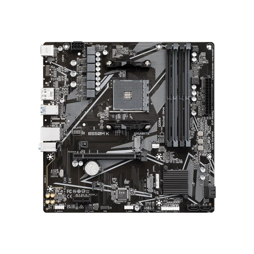 Gigabyte B550M K - 1.0 - Scheda madre - micro ATX - Socket AM4 - Scheda madre AMD B550 - USB 3.2 Gen 1 - LAN Gigabit - Grafica i